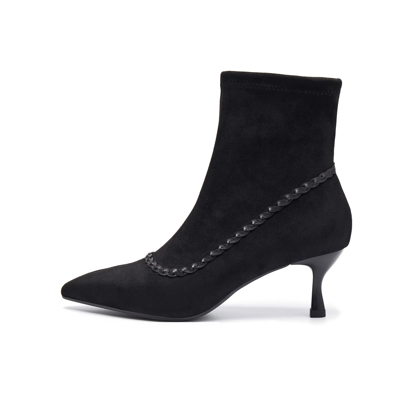 ELLE Заостренный носок эластичный тонкий ботинки ботильоны женские 2025 женские ботинки