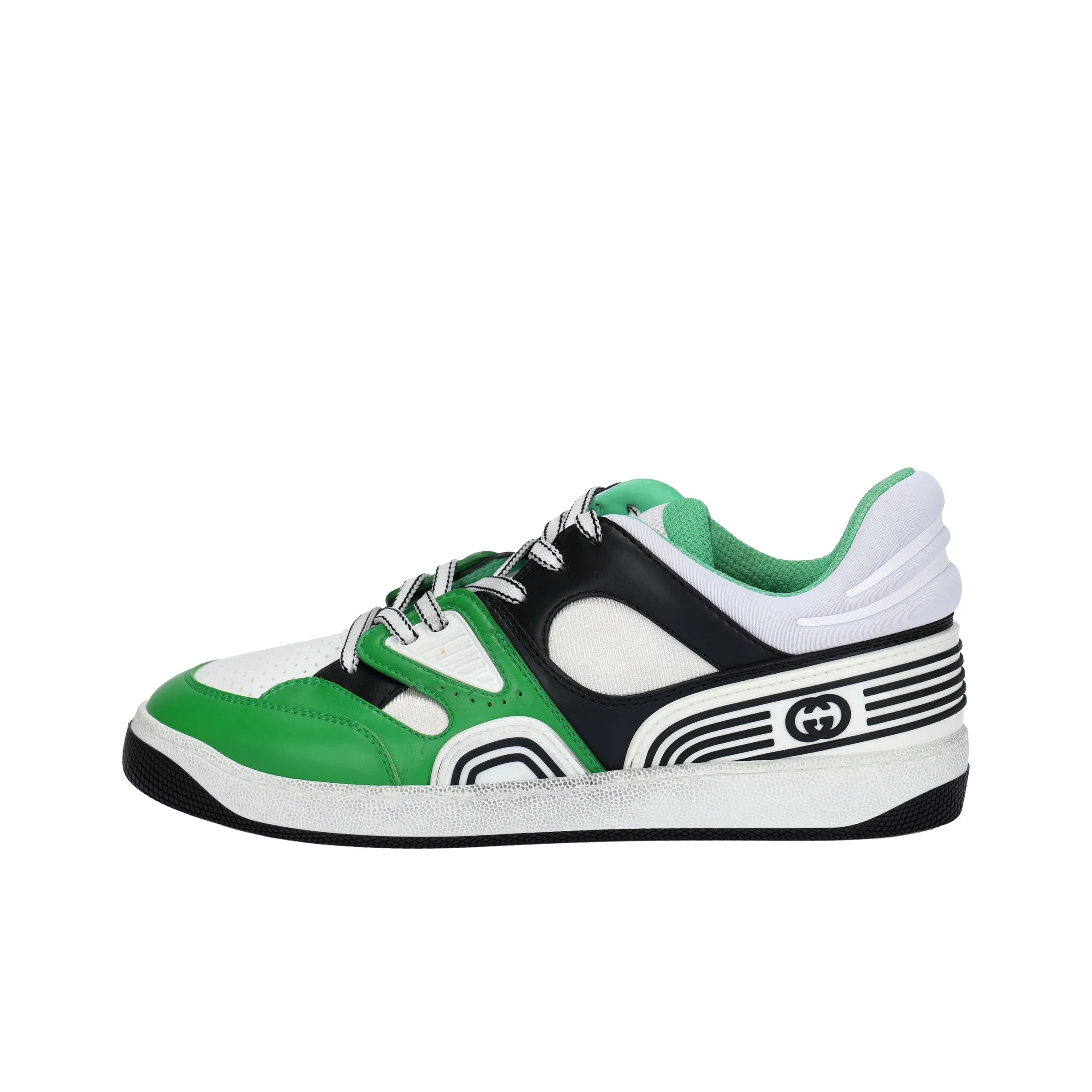 GUCCI Basket Skateboard Shoes Men Low Top Green White Black