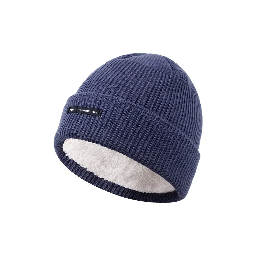 Шапка-бини с акриловым подкладом унисекс темно-синий