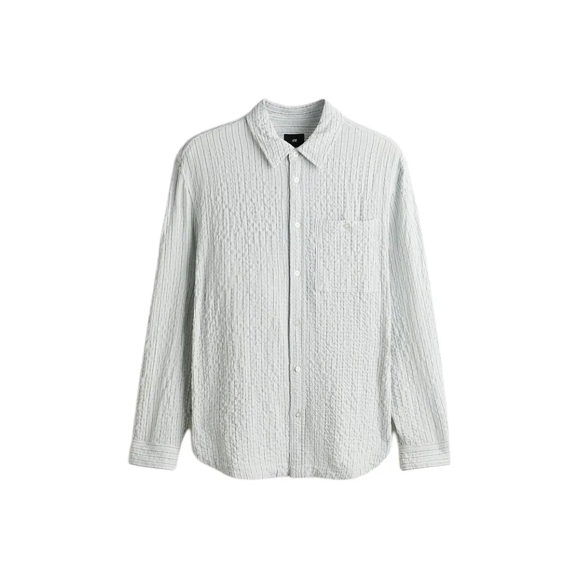 H M Светло-синие Полосатые Мужские Рубашки