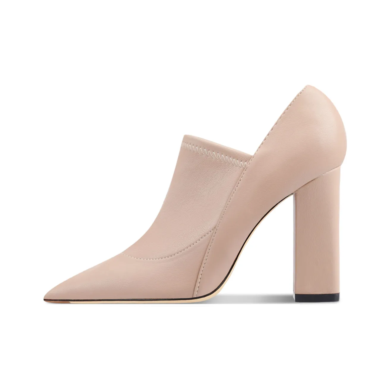 Siwei Модный Грубый каблук Французский Deep Cut Ботинки Супер Высокий каблук Женские Универсальный Элегантность Нюдовые Ботинки