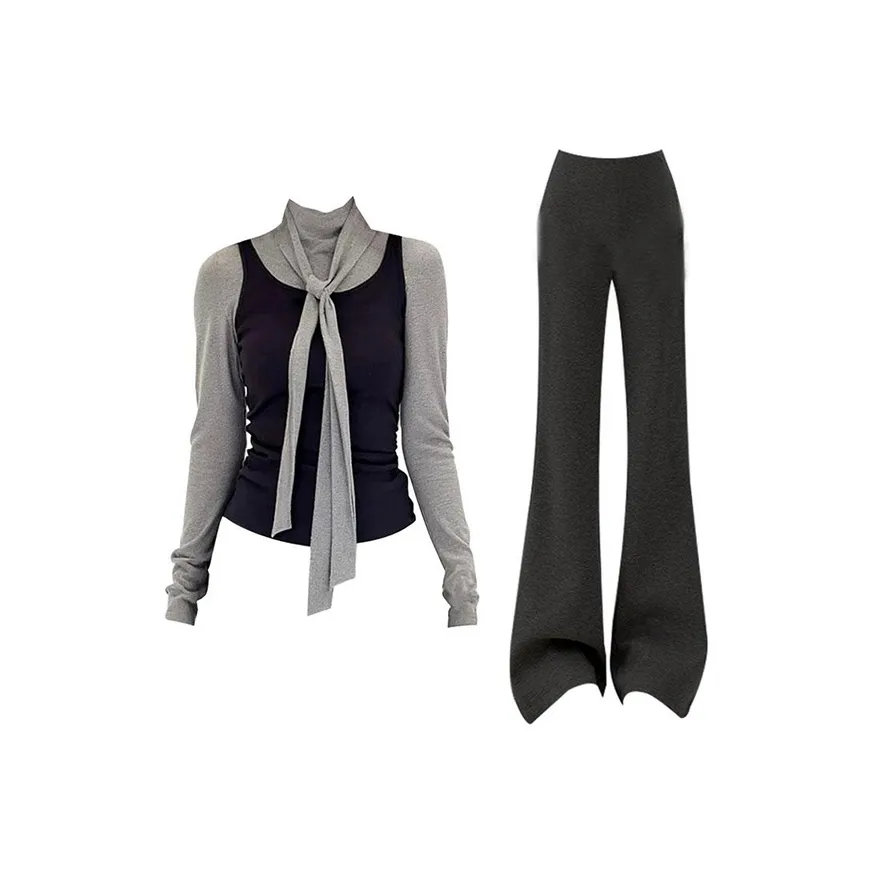 MARIE·COCO Майка на бретелях + Трикотаж + Брюки Женские Повседневные Комплекты