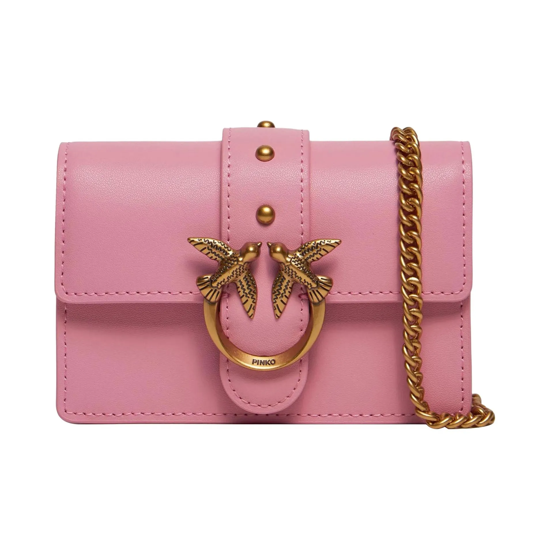 PINKO Естественная кожа сумка через плечо маленькая женская розовая
