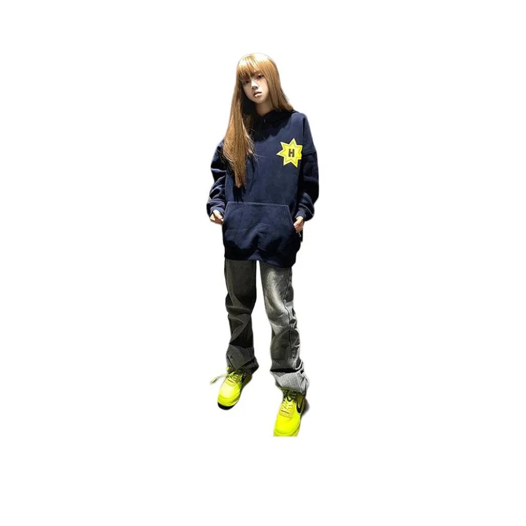 ZVJH Темно-синие женские свитшоты