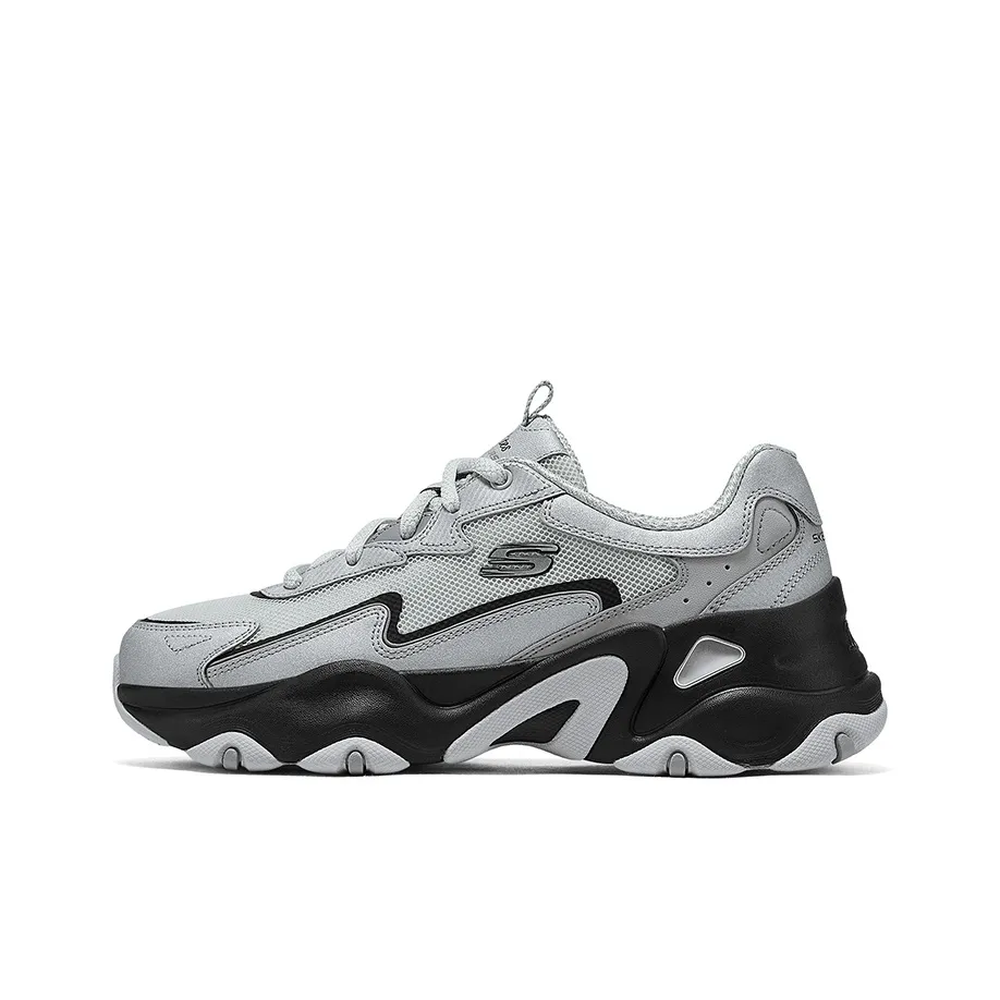 Skechers D'Lites Chunky Sneakers Women's Low Top Silver
