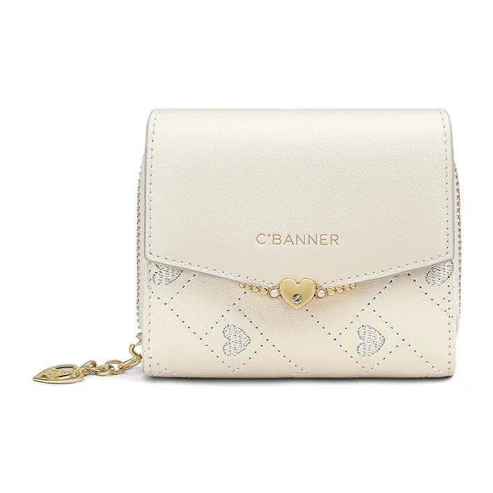 C°BANNER Кошелек из коровьей кожи женский цвет экрю розовый