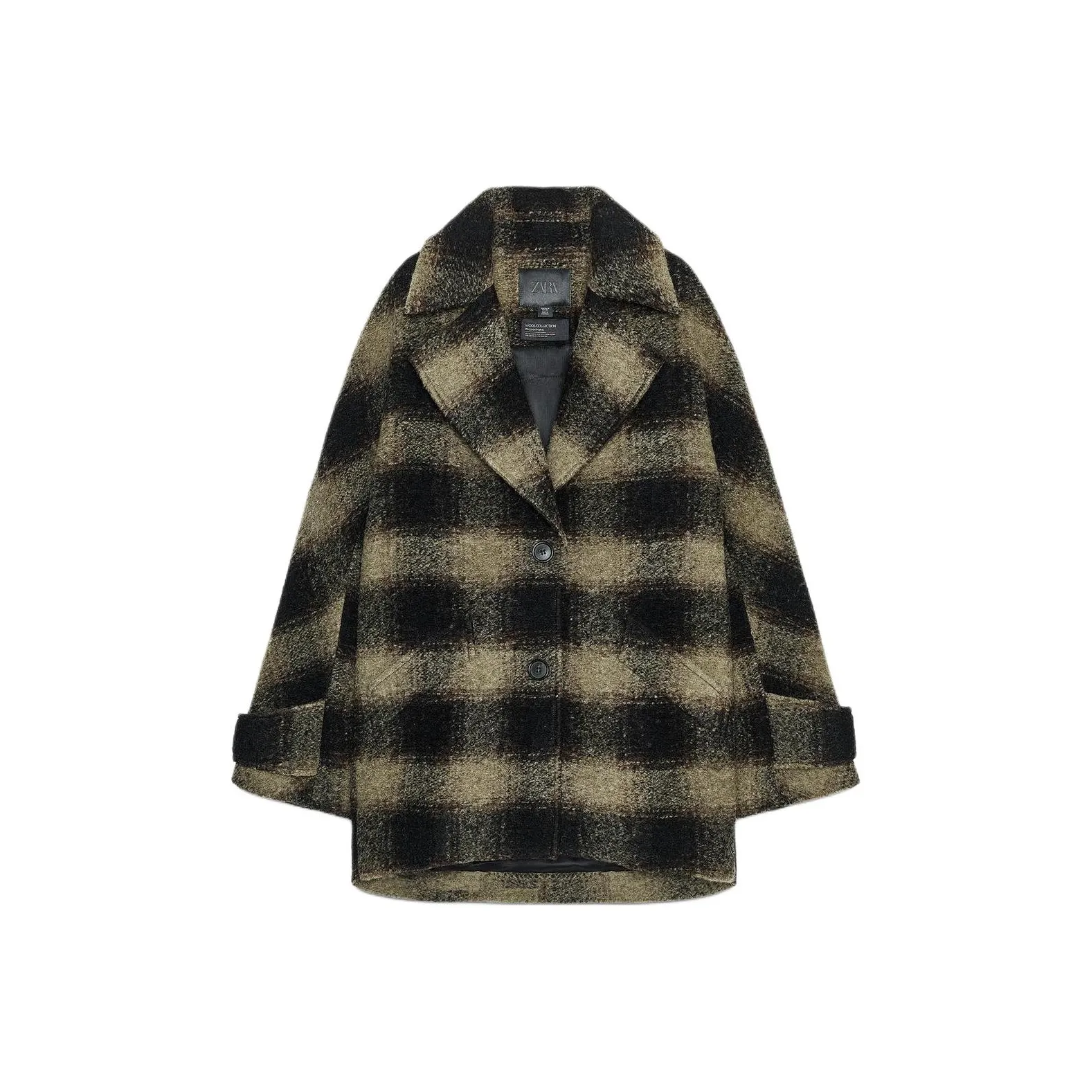 ZARA ZW Series Черное Зеленое Женское Пальто