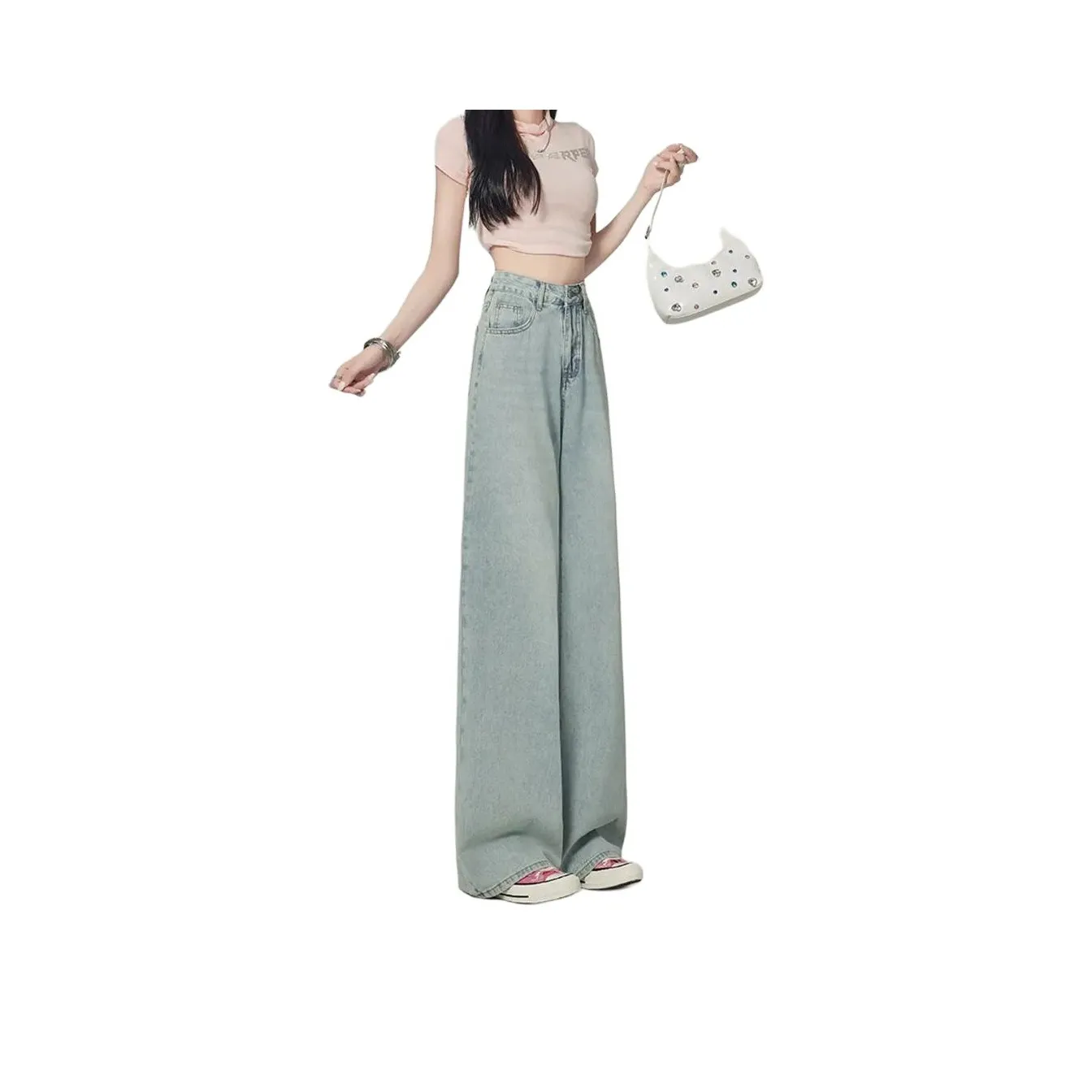 UOOHE Светло-синие женские джинсы