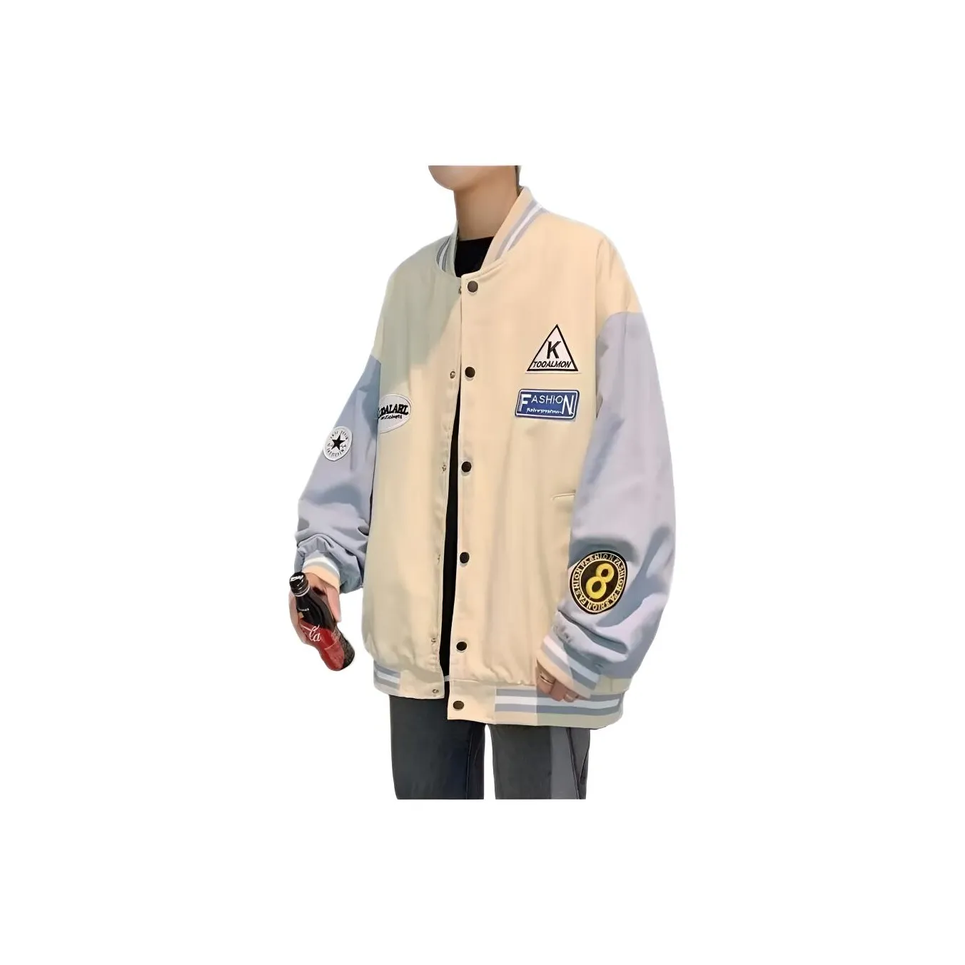 Wooden Rabbit Преппи стиль Пара Флис с подкладкой Ins Роскошная уличная мода Цветовой блок Handsome Куртка Мужская