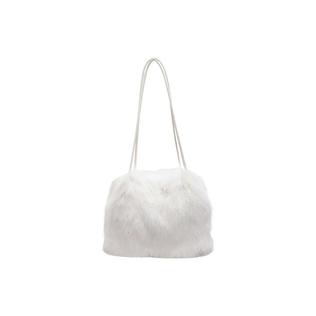 WHERE WHAT WHO Плюшевая сумка на плечо женская экрю светло-серый хаки