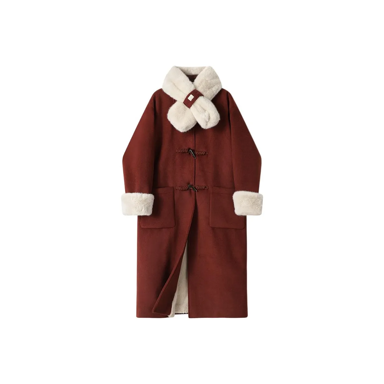 DITB Красный с Шарфом Унисекс Пальто