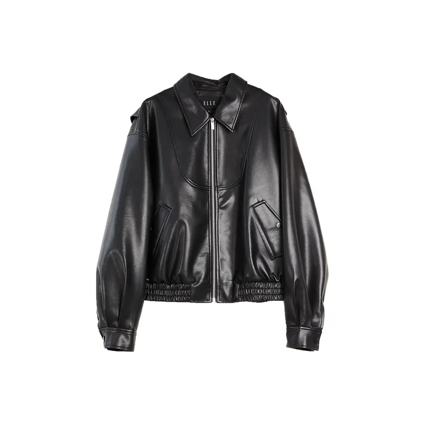ELLE Черные Женские Кожаные Куртки