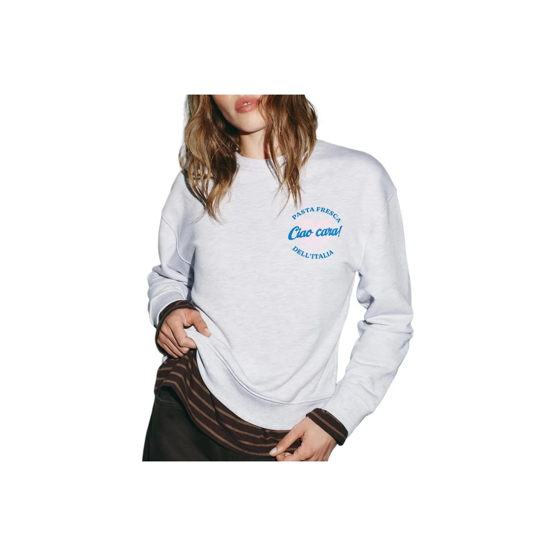 ZARA Зебра с принтом Серый Женский Свитшот