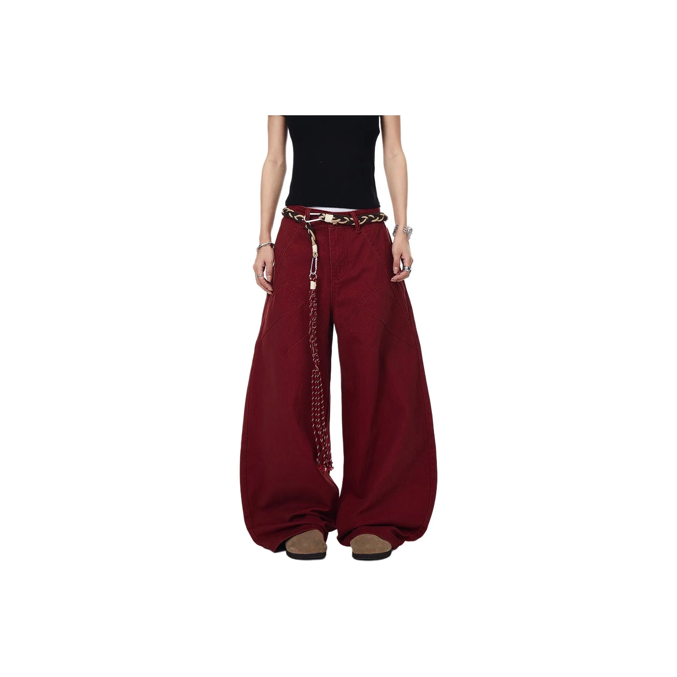KAIZZGAO Red Men's Cargo Pants KAIZZGAO Красные Мужские Карго Брюки