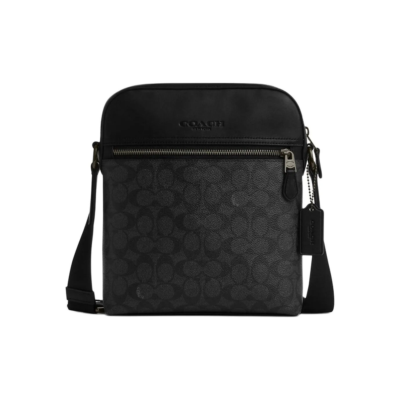 COACH Houston ПВХ Сумка через плечо Сумка на плечо Маленькая Мужская Черная Серый