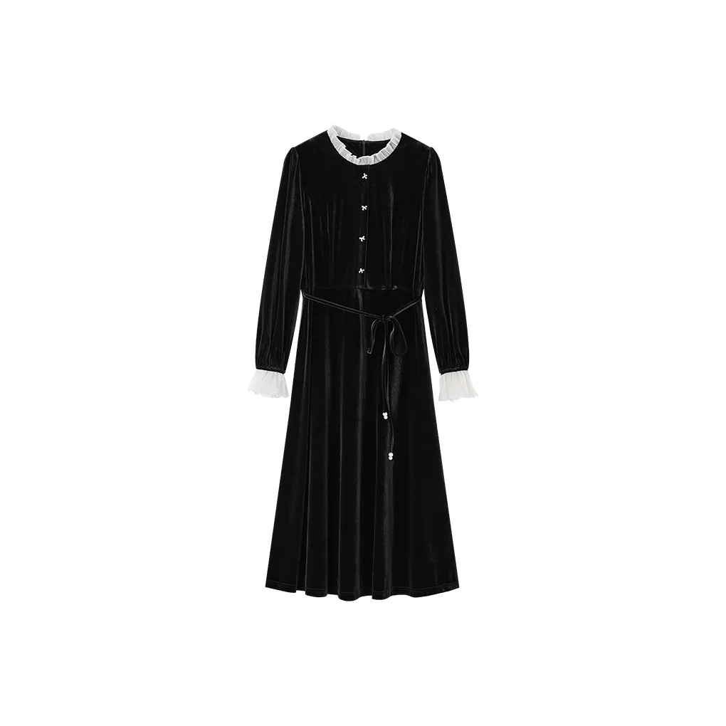 XIANGYING Длинное платье с длинными рукавами женское