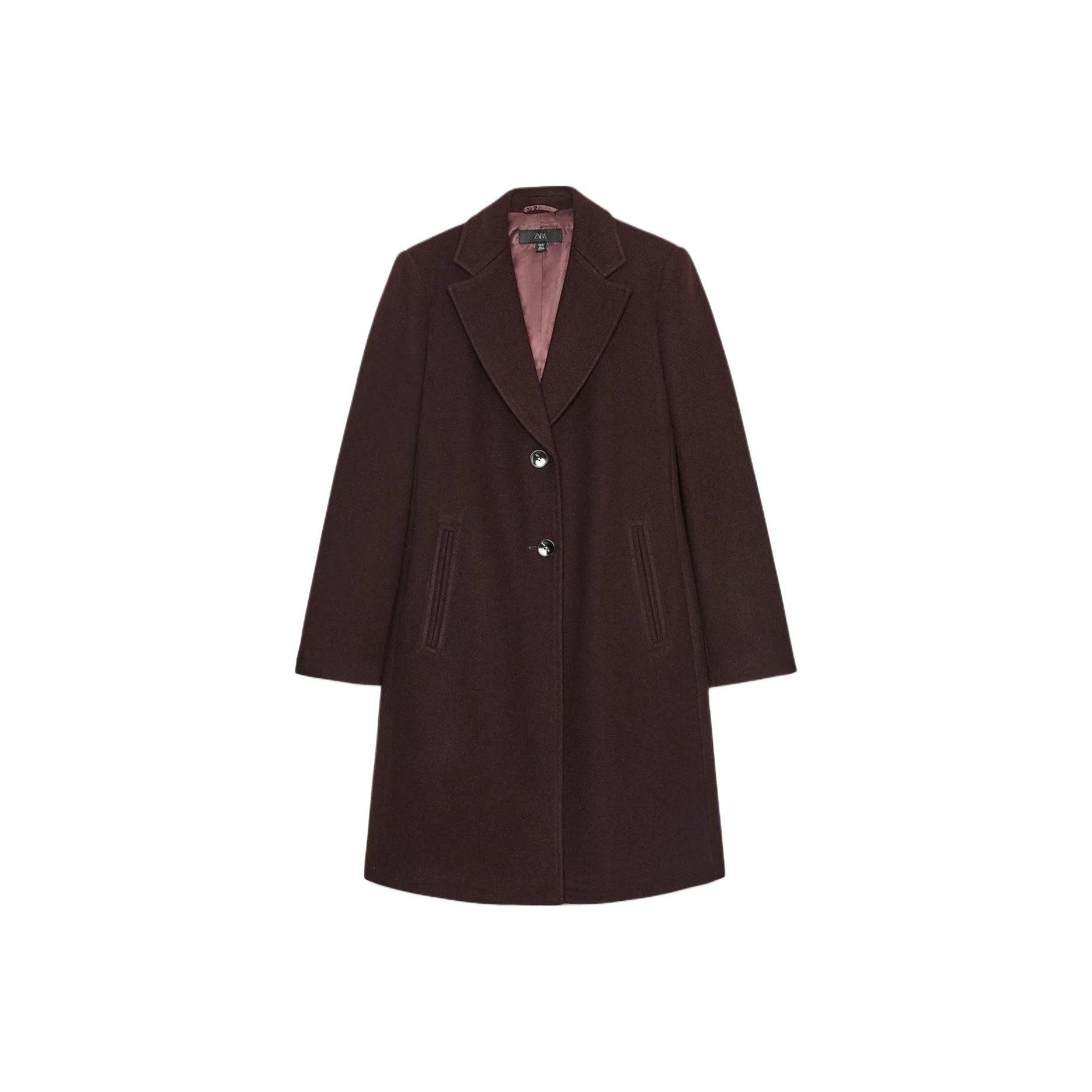 ZARA Женское пальто бордово-красного цвета