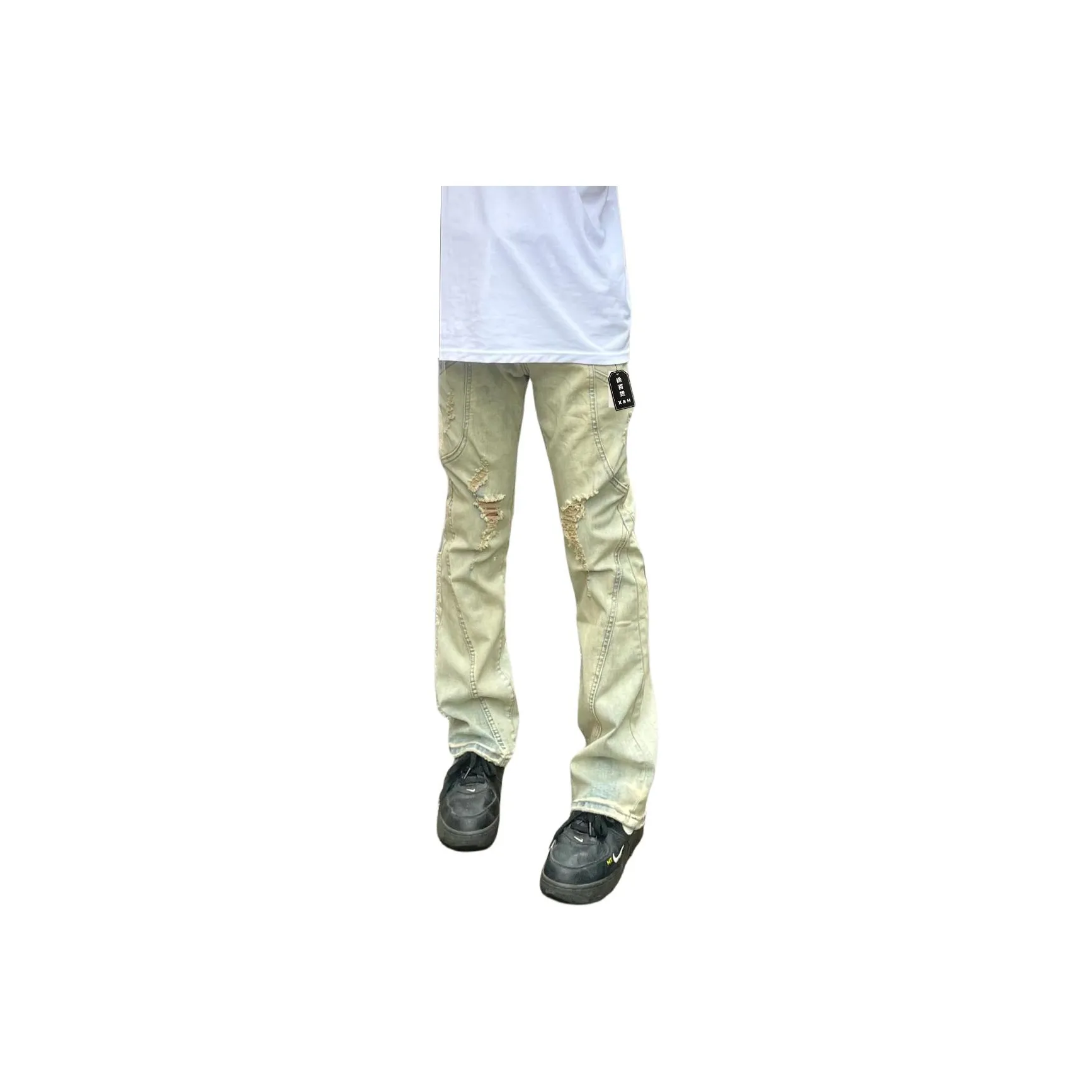 XUBAIHUO Желтые грязевые унисекс джинсы