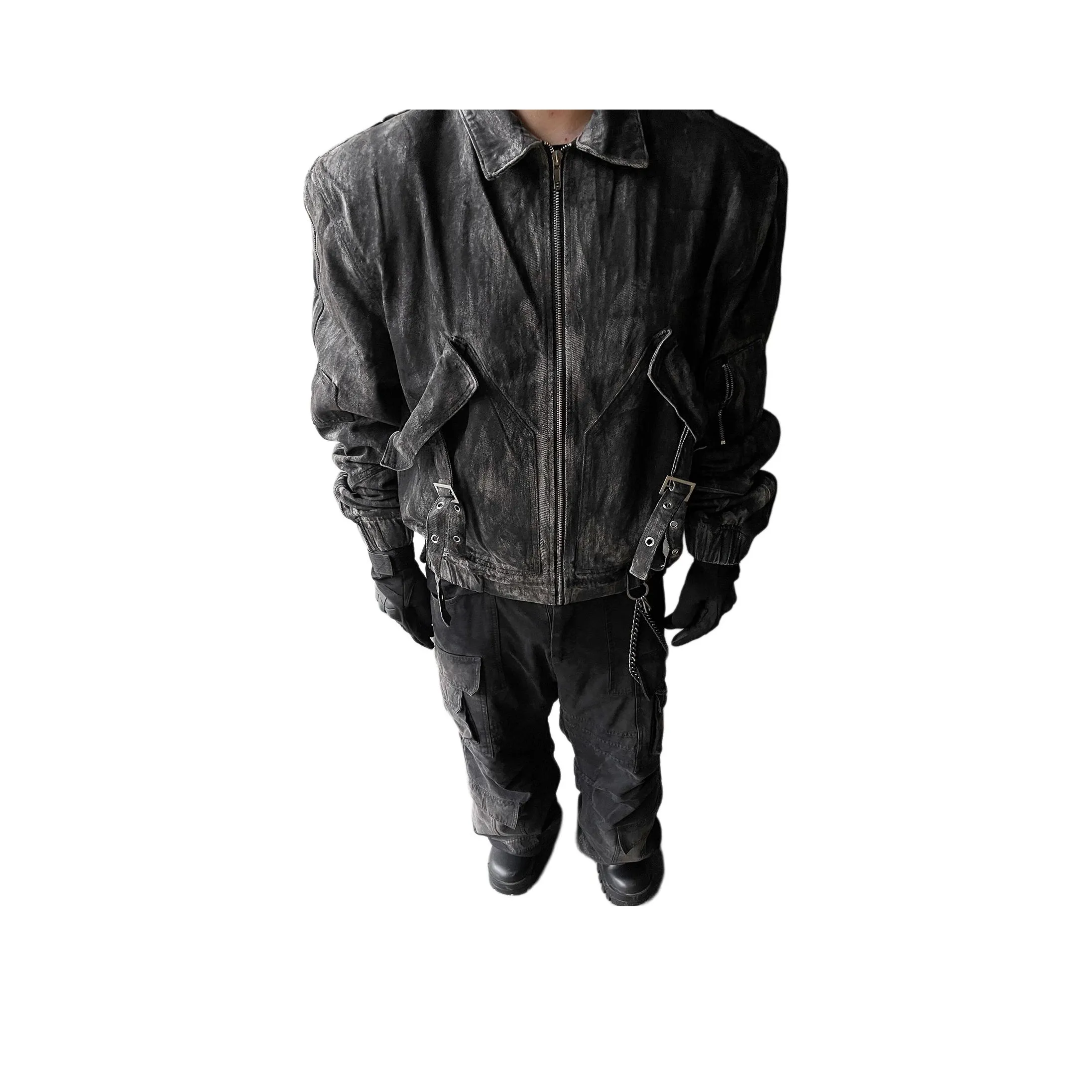 PISYPOX Черный Серый Цвет Унисекс Джинсовые Куртки