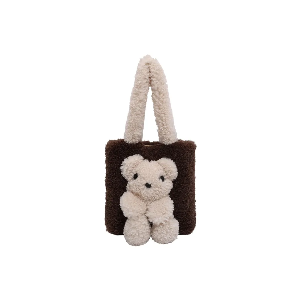 WHERE WHAT WHO Плюшевый Тоут Сумка Сумка для покупок Сумка на плечо Женская Многоцветная