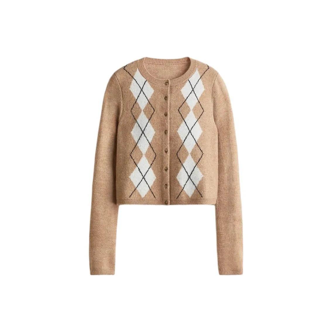 H M Темно-бежевый Многоцветный Ромб Узор Женский Трикотаж