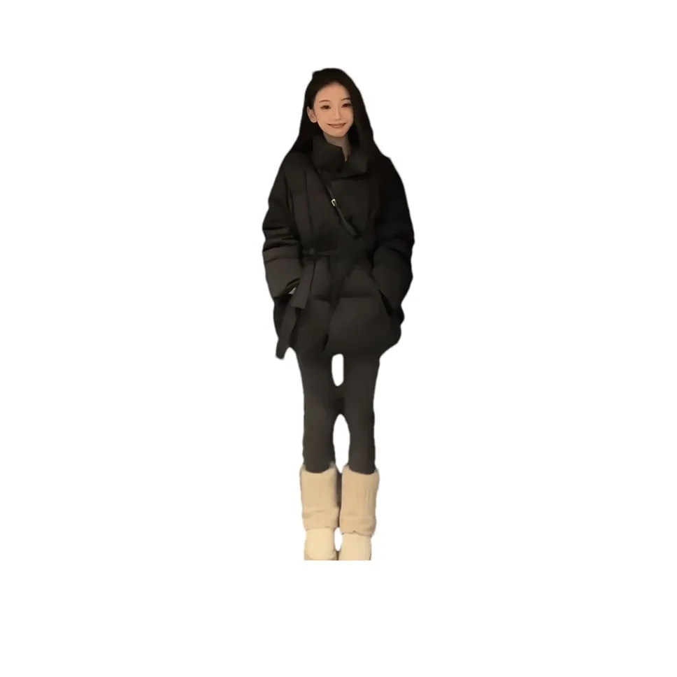 PARKYEON Черный хлопковый пуховик Женские пуховики (пуховики)