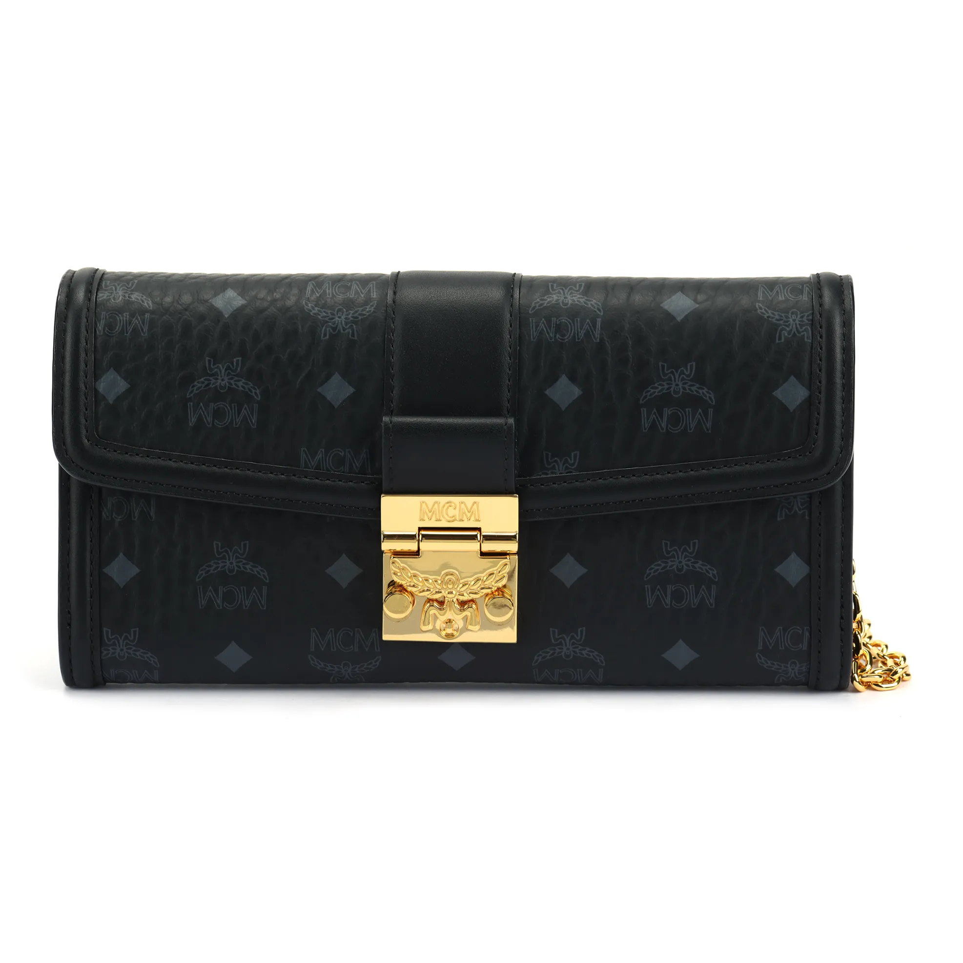 MCM Tracy Visetos Покрытый холст Сумка через плечо Большая Женская Черная