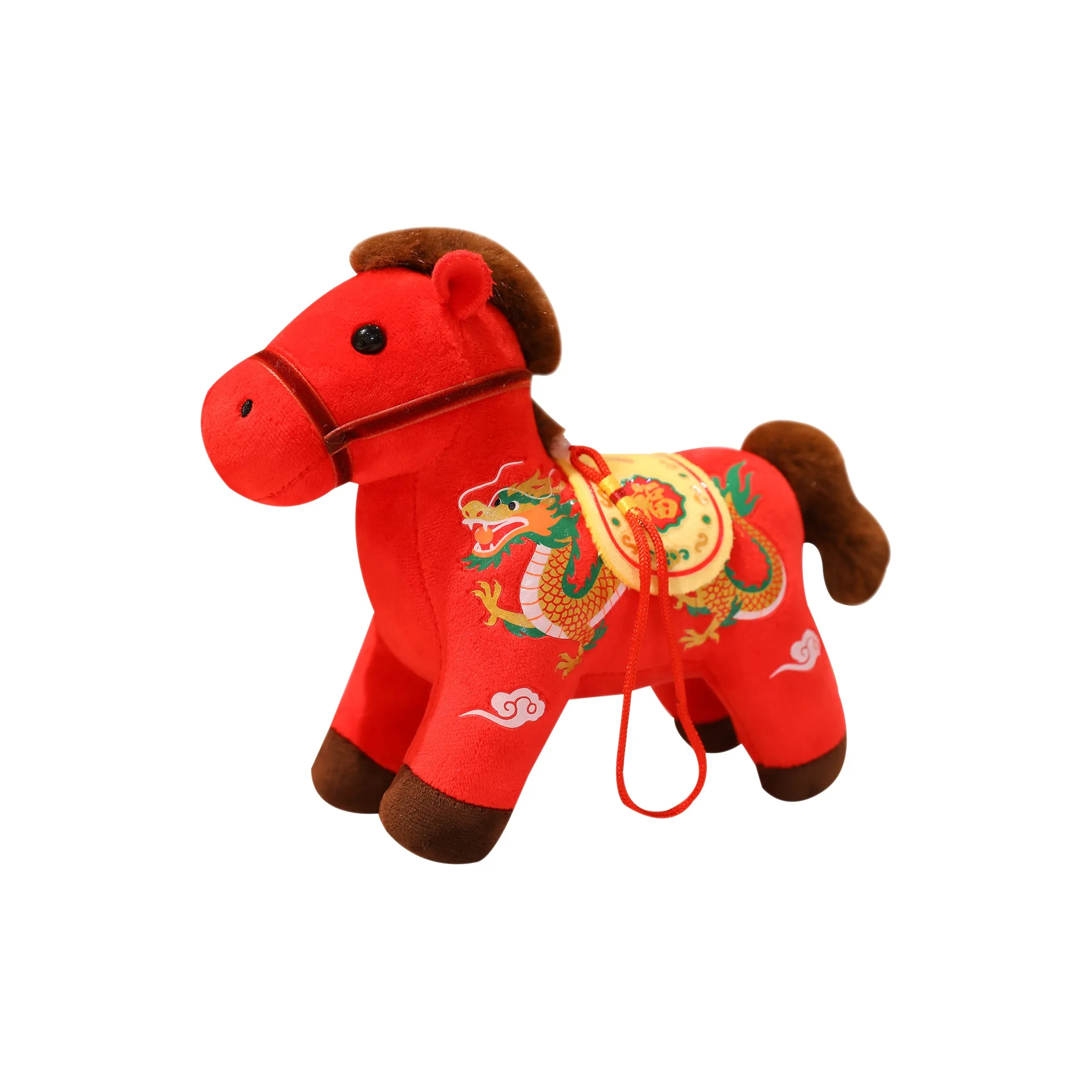 JIJIXIONG Cartoon Cute Лошадь Год Талисман Летающий дракон и танцующий феникс Плюшевый Брелок 12см 20см Высота