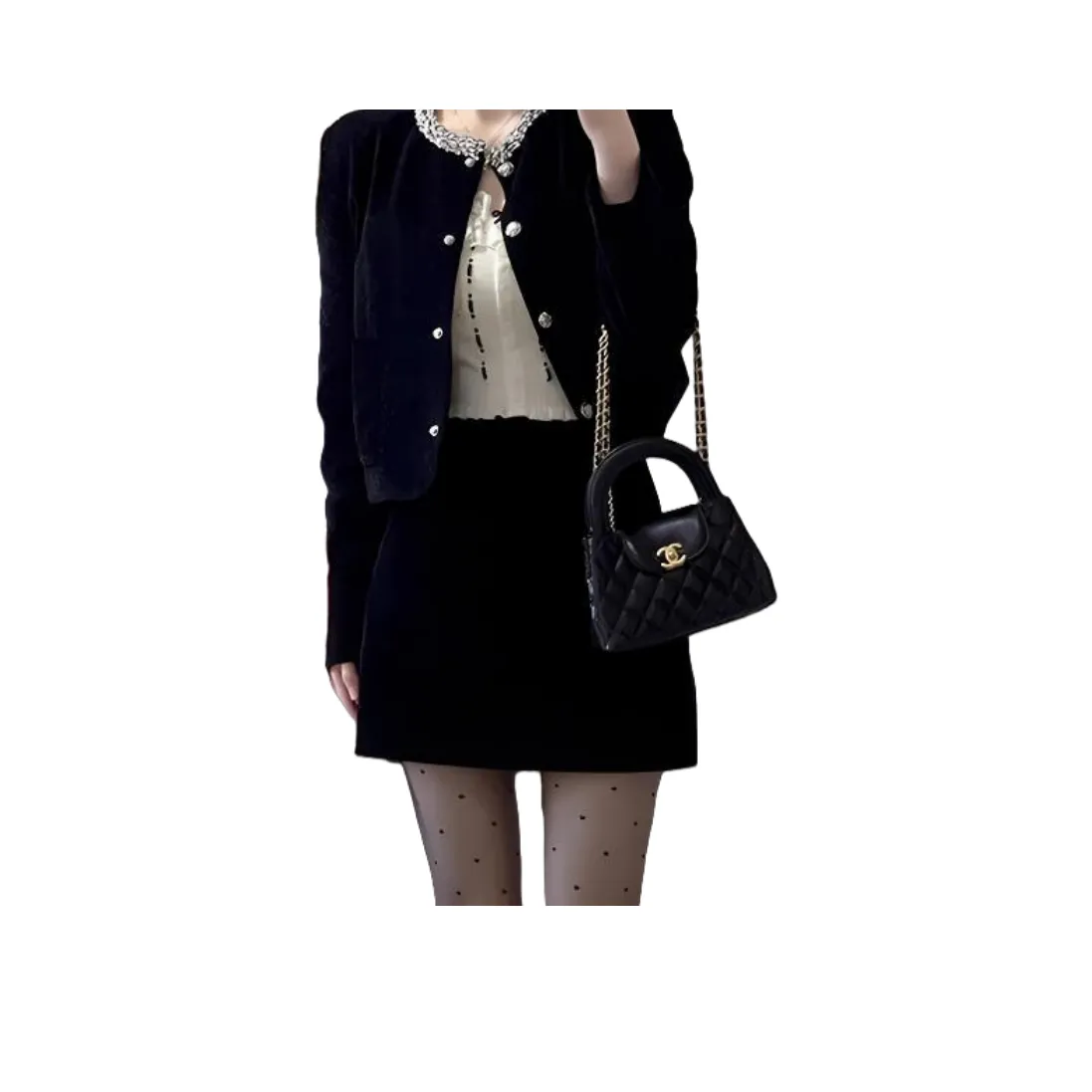 GIUHF Черный топ + Юбка Женские Платья без рукавов