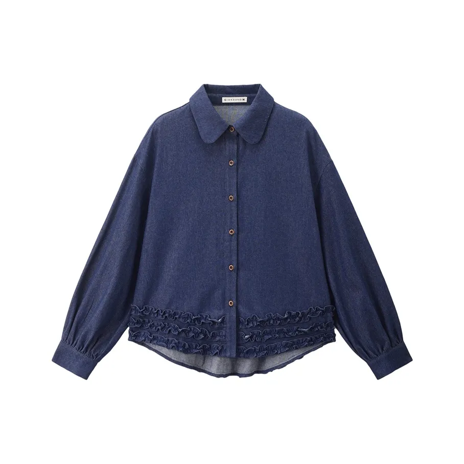 Giordano 63 Джинсовый Синий Женская Рубашка