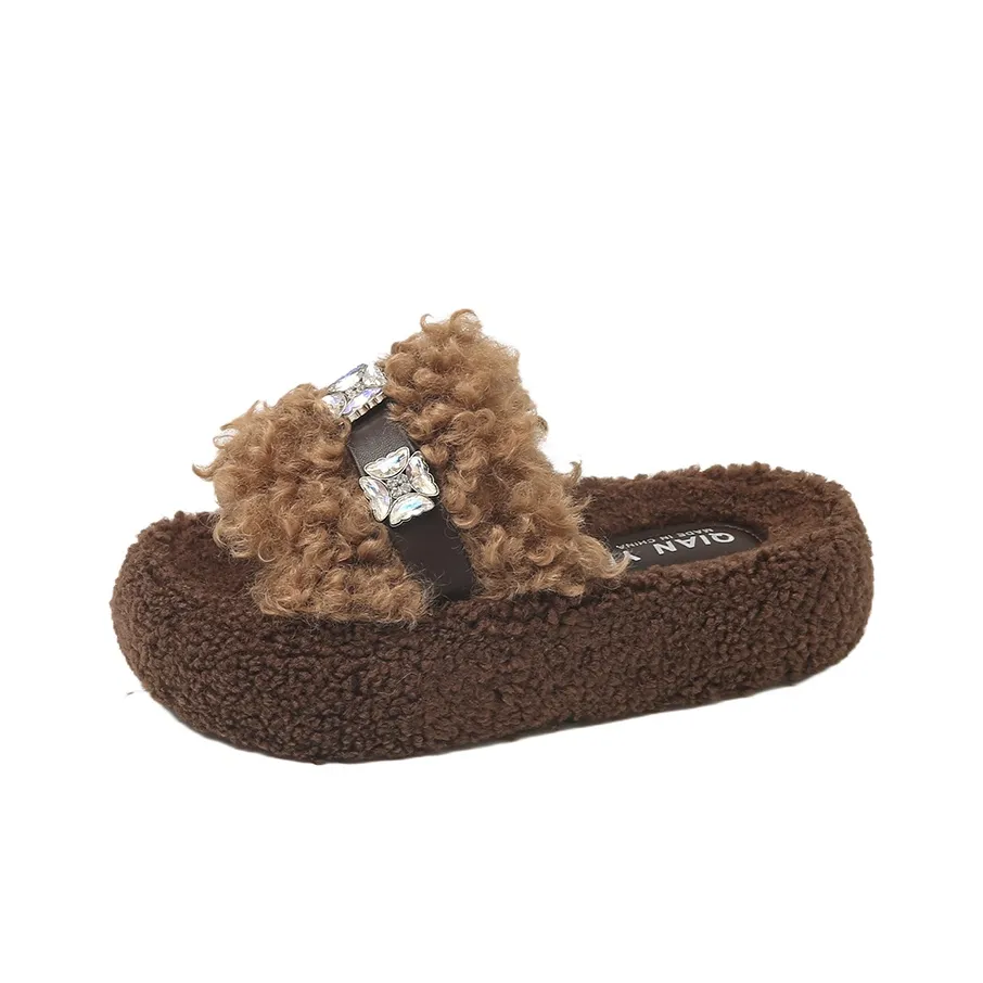 WUJI Резина Премиум Флисовые Тапочки Женские