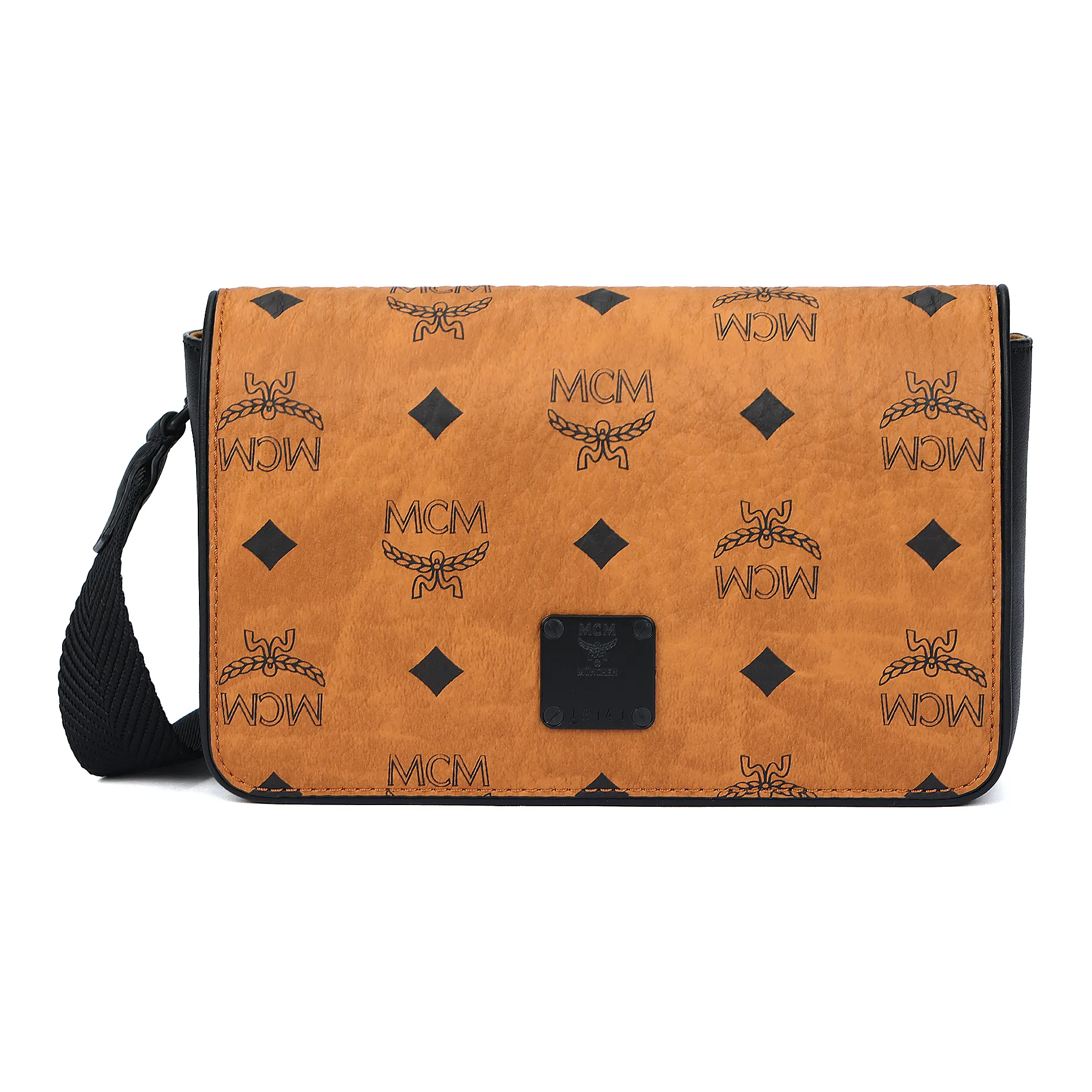 MCM VisetosAren Покрытый холст Курьерская сумка Сумка через плечо Маленькая Унисекс Коричневый коньячный