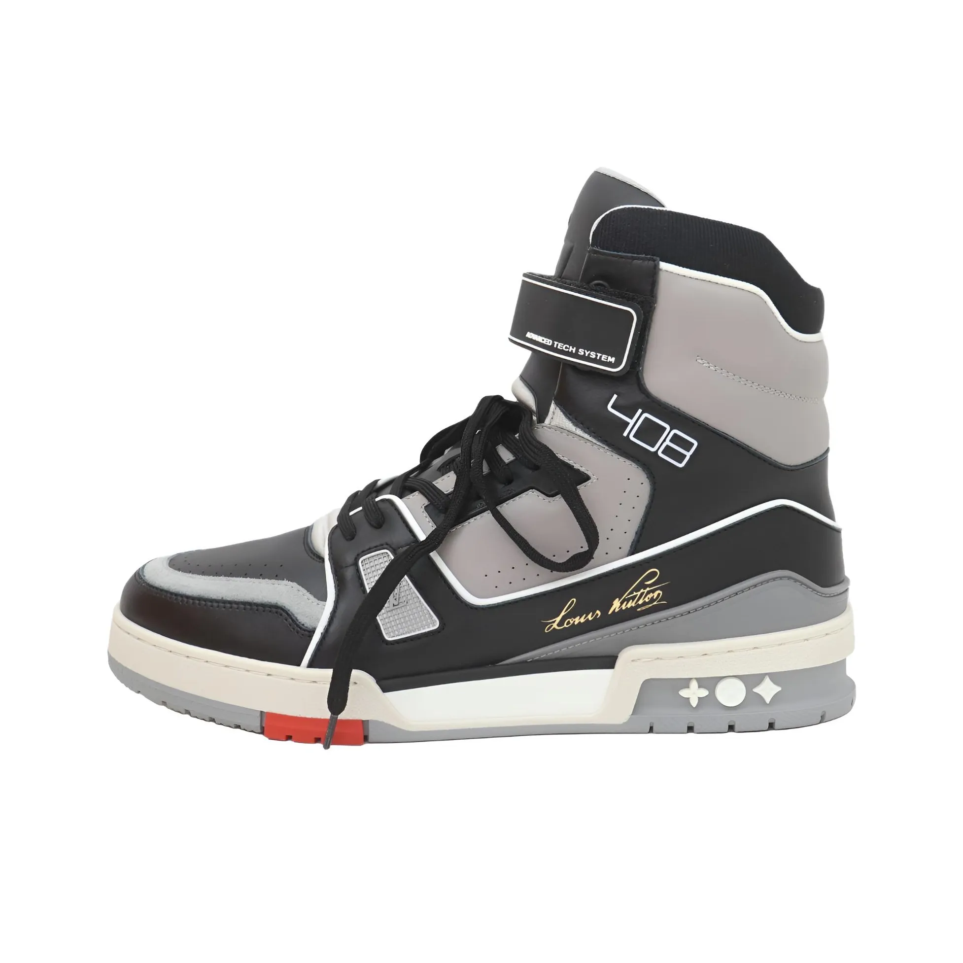 LOUIS VUITTON Trainer Skateboard Shoes Men High Top Black/Gray