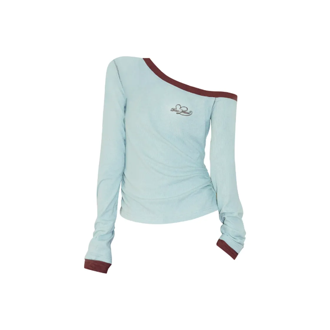 DANCANG Элегантность Повседневный С утяжкой на талии Облегающий крой Длинный рукав Асимметричный топ Женские