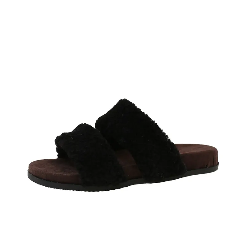 Puppytown Резиновый Slip-resistant Тихий Модный One Ремень FLUFFY Обувь Женские