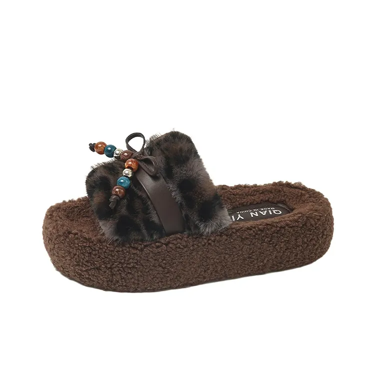 Puppytown Резина Bowknot Beads Пушистые тапочки Женские