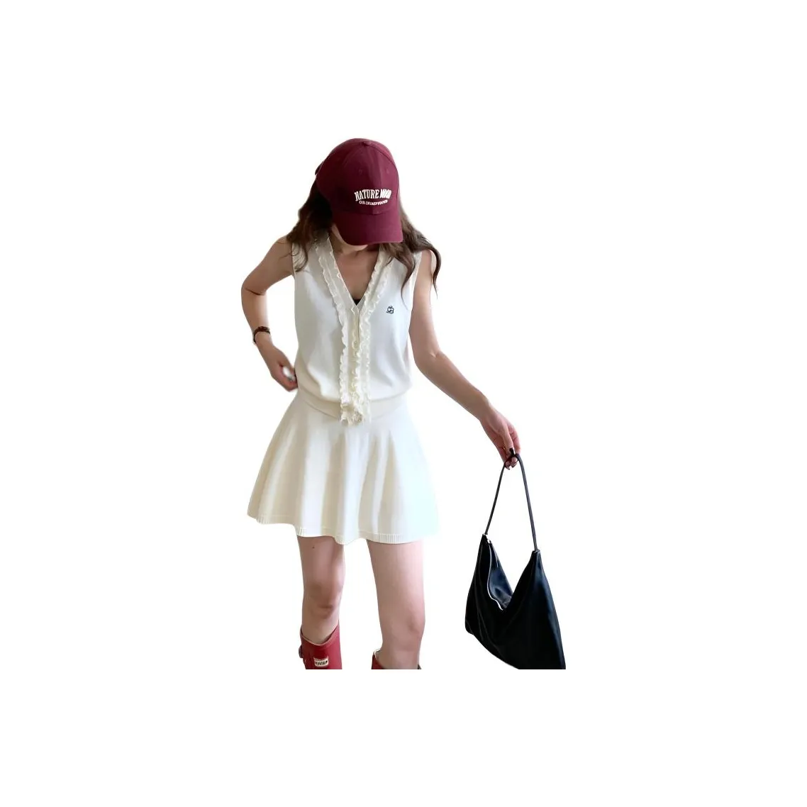 NANING9 Женские Шерстяной Комплект с Юбкой и Вышивкой