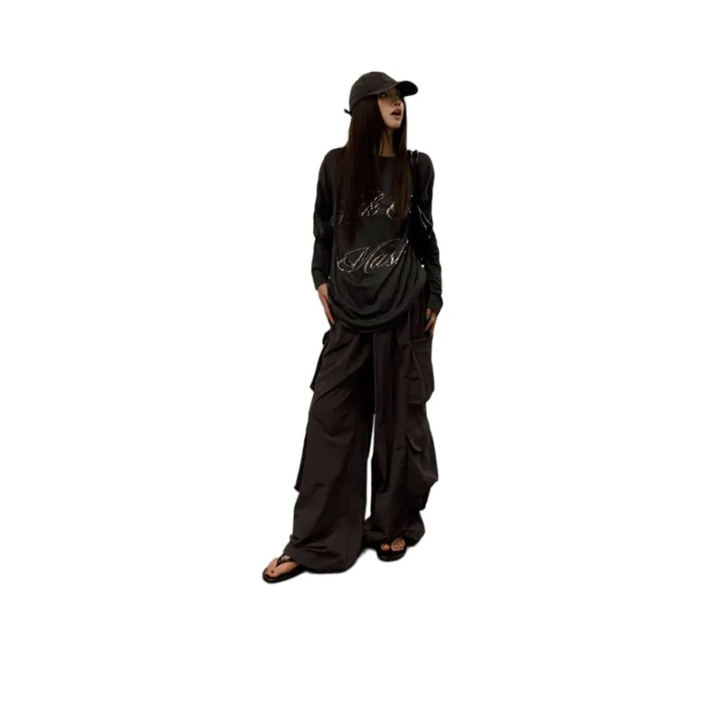 ZVJH Серые Женские Карго Брюки