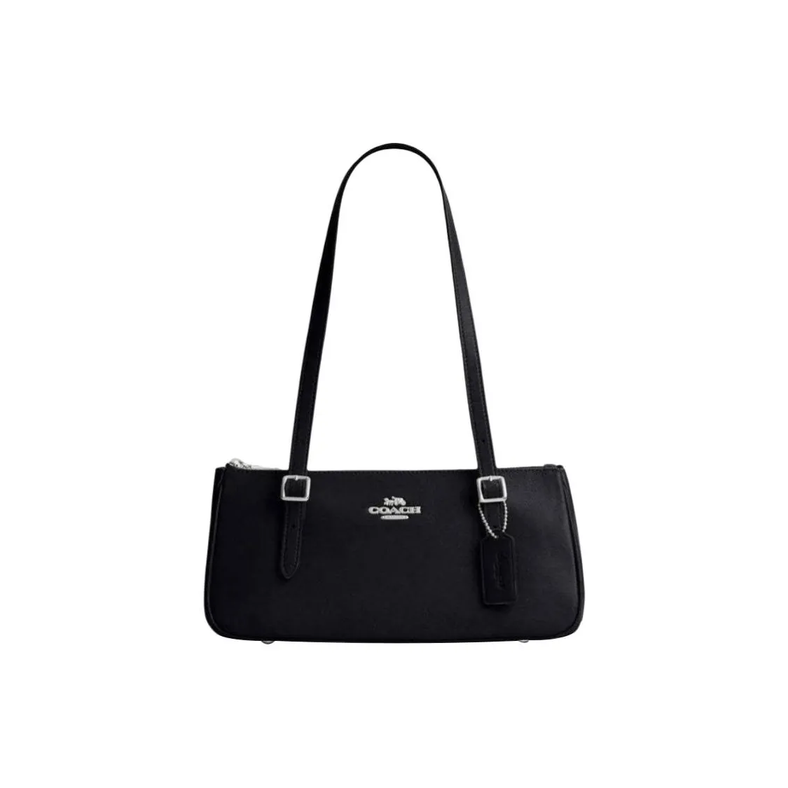 COACH Коровья кожа Багетная сумка Боулинг-шар Сумка на плечо Большая Женская Черная