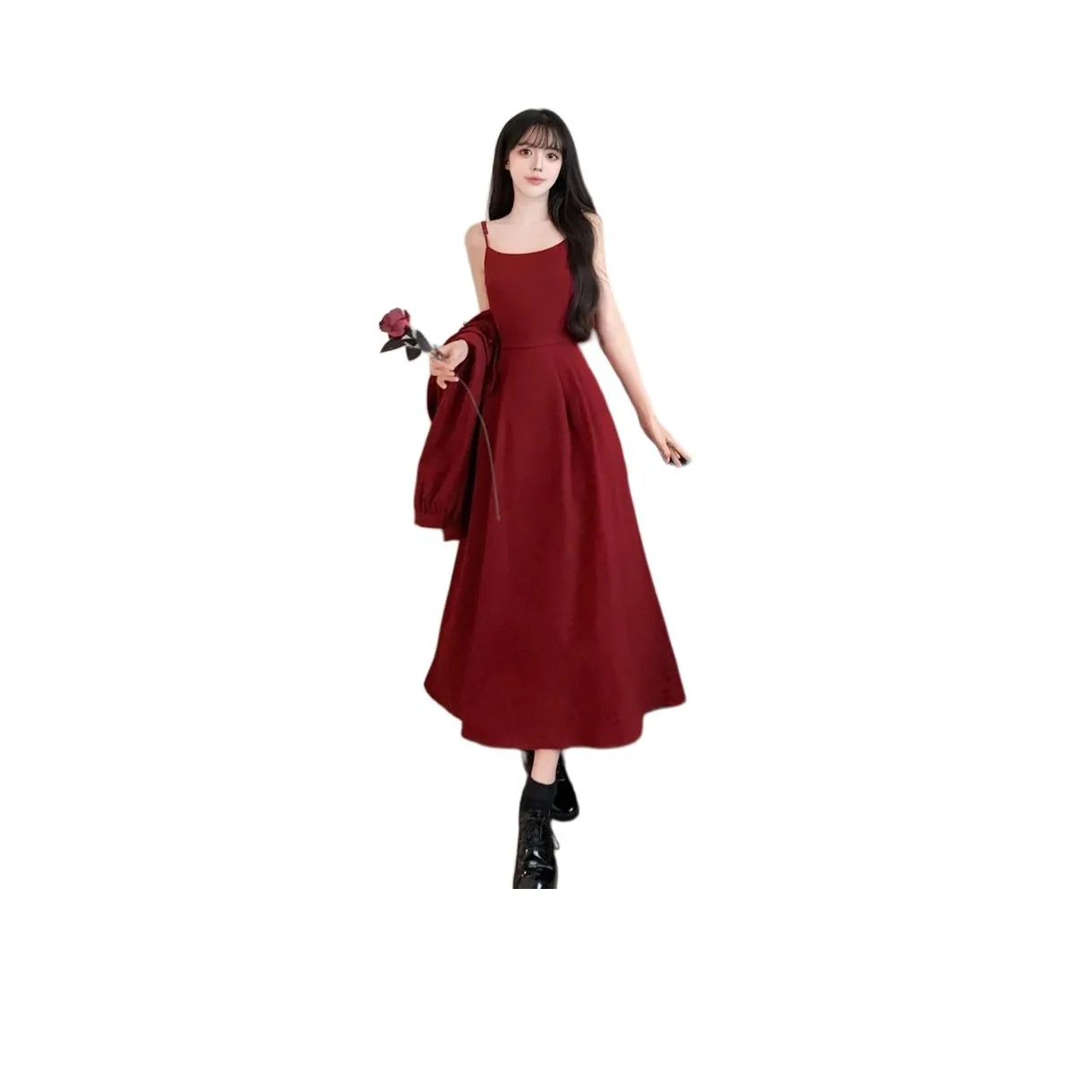 GIUHF Красный двухкомпонентный комплект женских слип-платьев