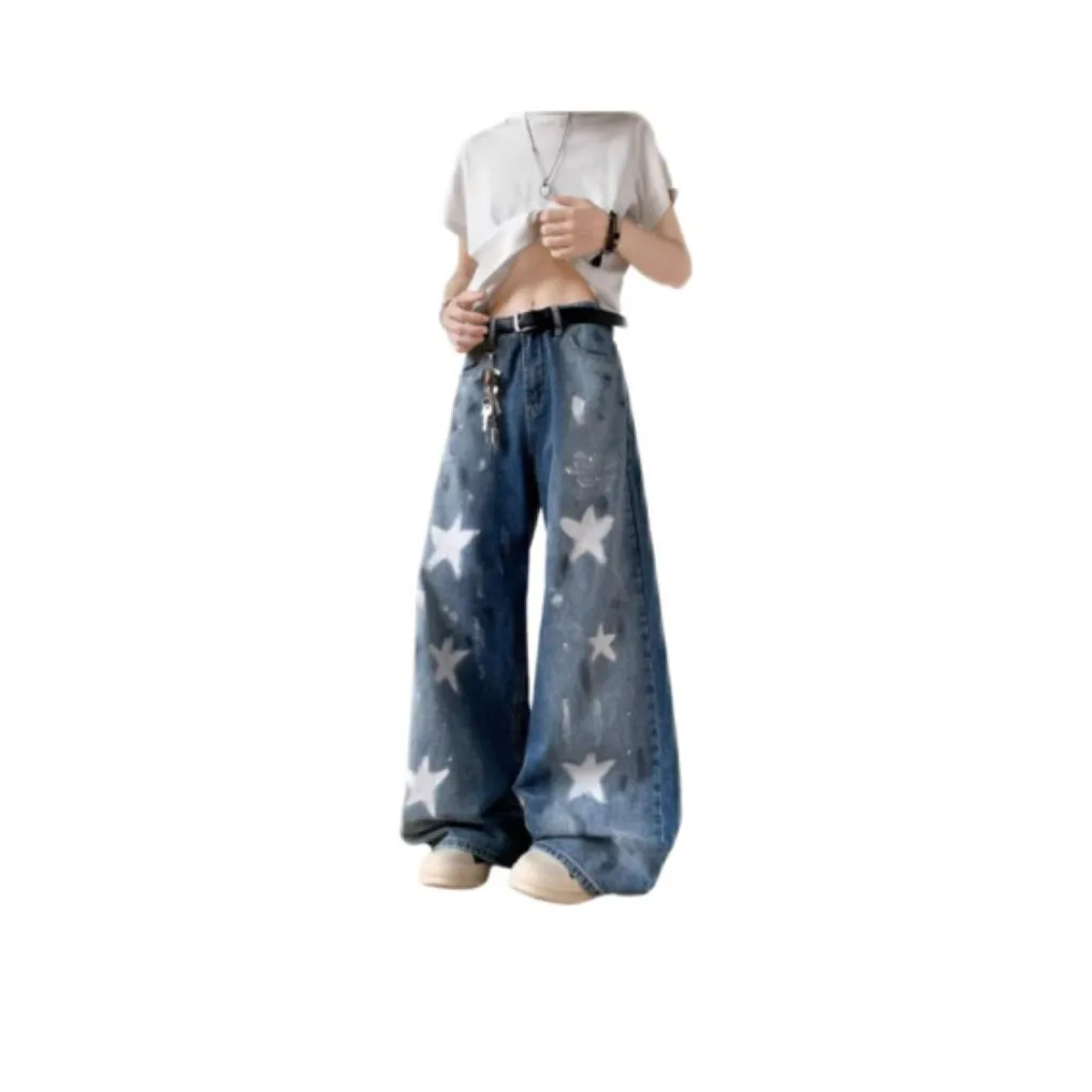NRXX Мужская одежда Casual Sports Модный Американский Звезды Промытый Широкие брюки Студенты Повседневный Мужской