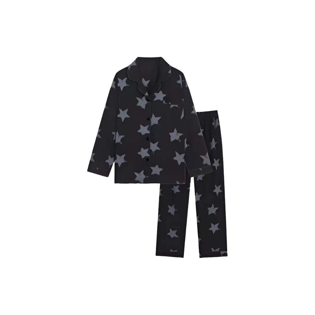 Bubble Trap Длинный рукав Пижама Черный Звезды Женские Комплекты Пижам