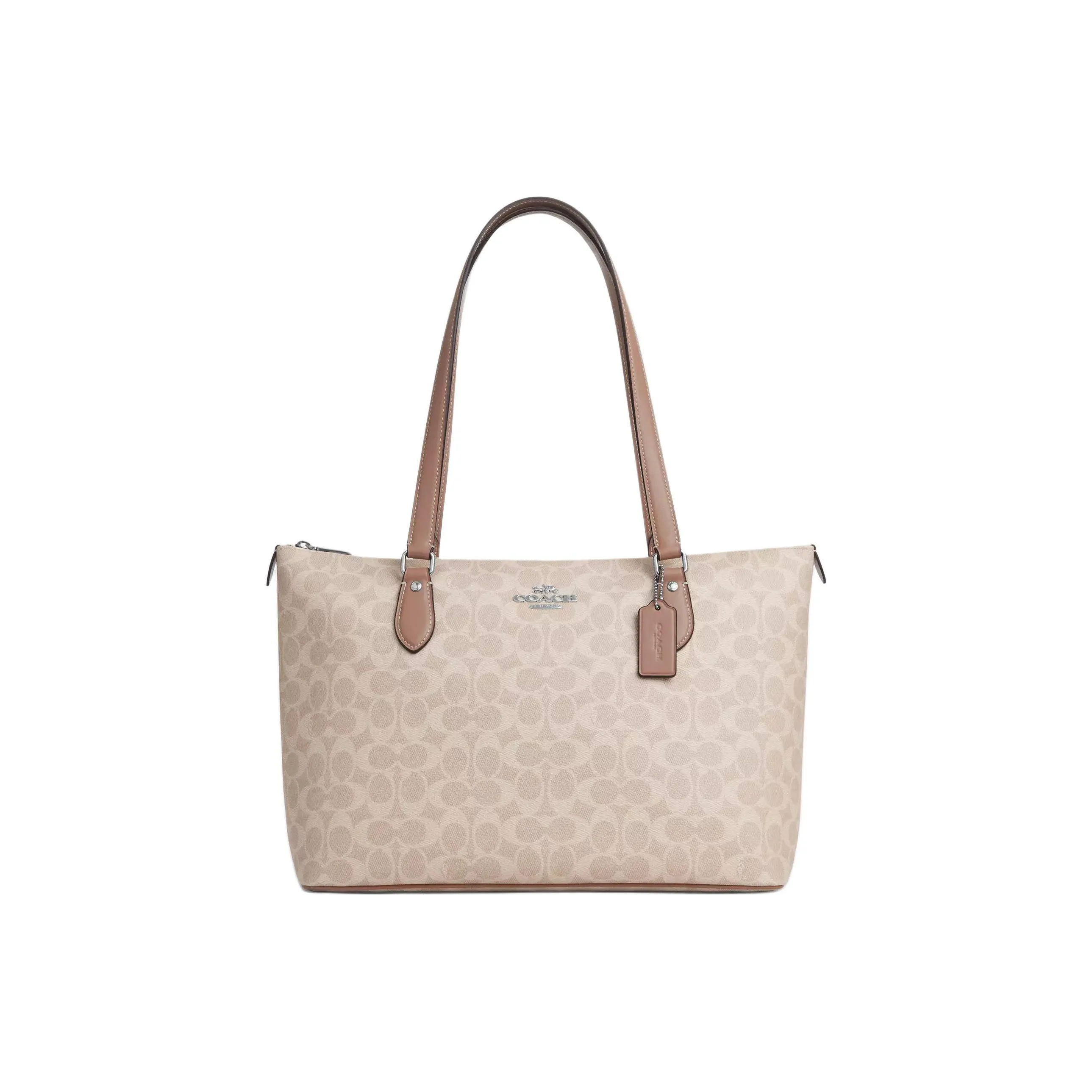 COACH Gallery ПВХ с кожей Одно плечо Сумка через плечо Тоут Сумка Сумка для покупок Сумка Большая Женская Пастельно-розовая