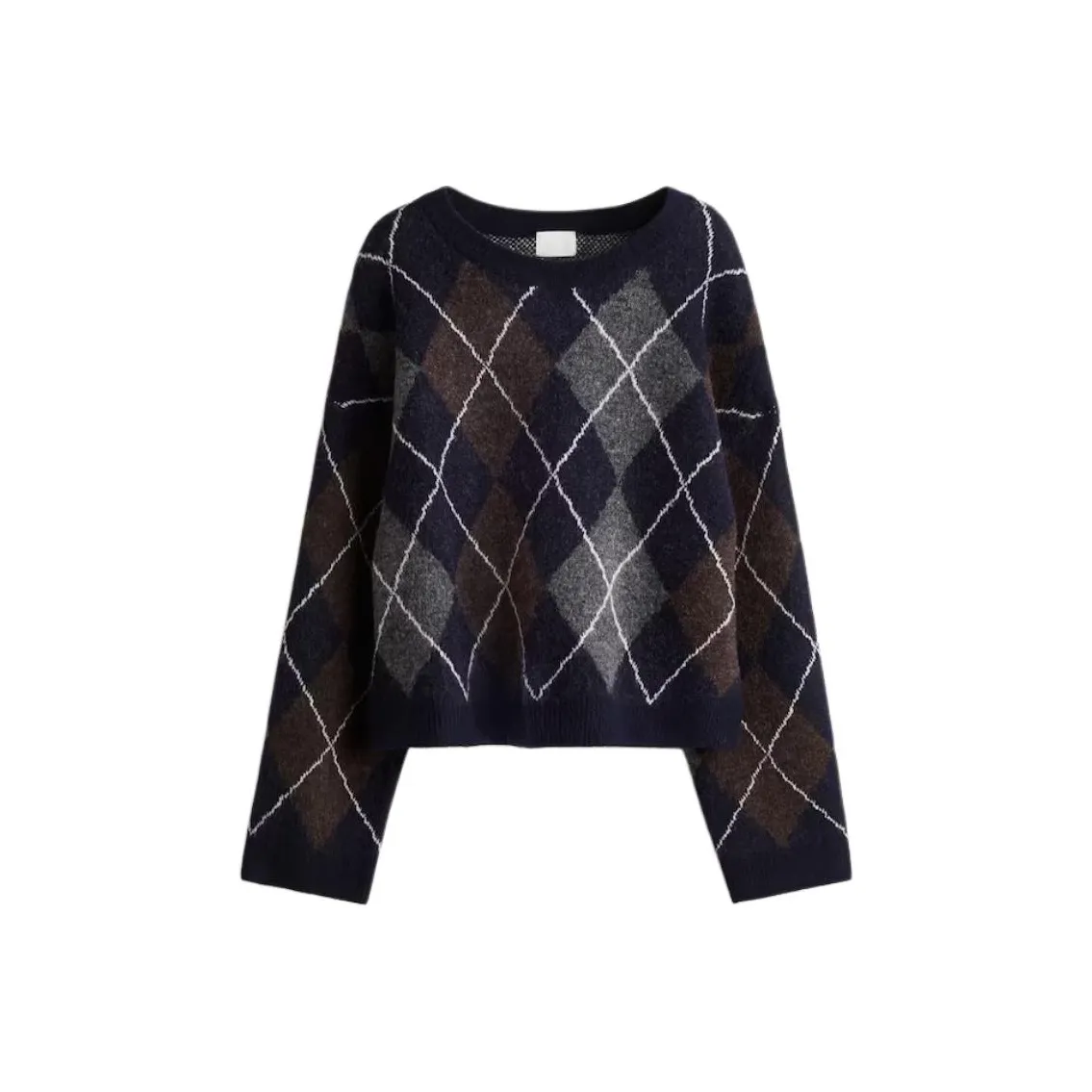 H M Морской синий Ромб Узор Женские Свитера