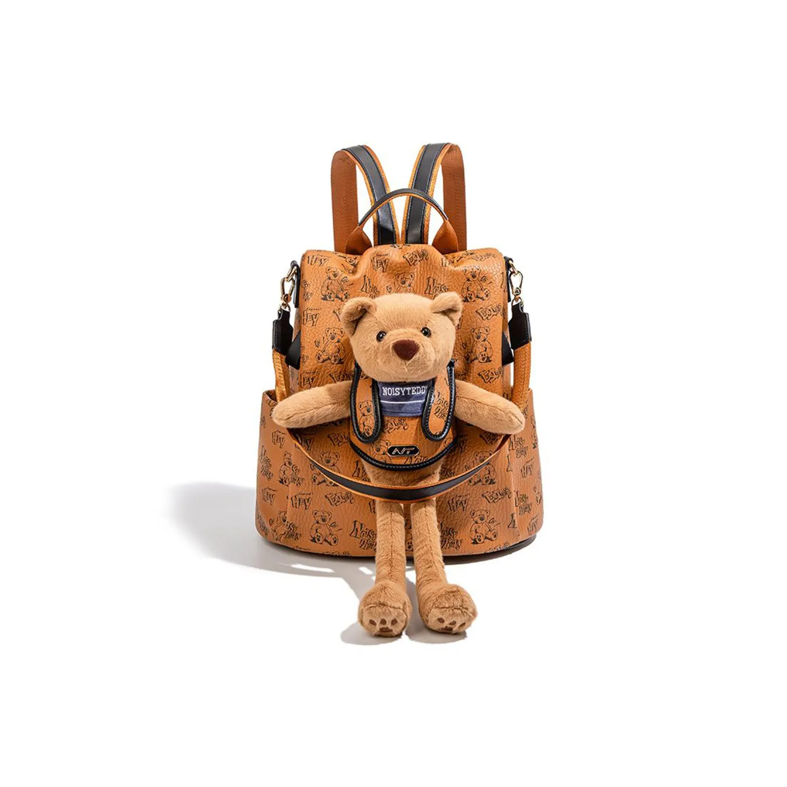 NOISY TEDDY ПВХ Рюкзак Женские Коричневый Экрю