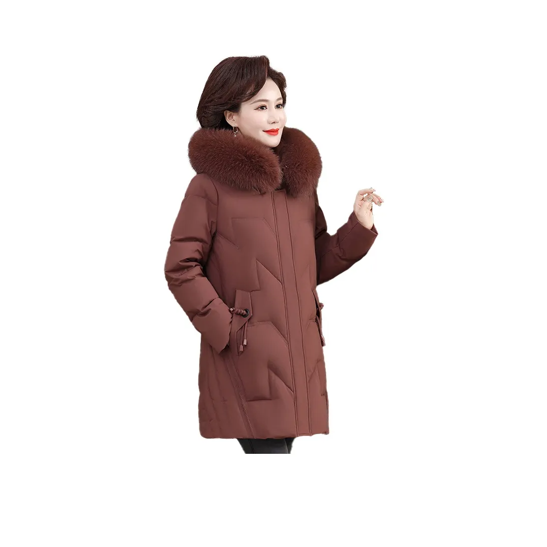 Yalu Утолщенный Лисий мех Ожерелье-чокер Пуховик Женские