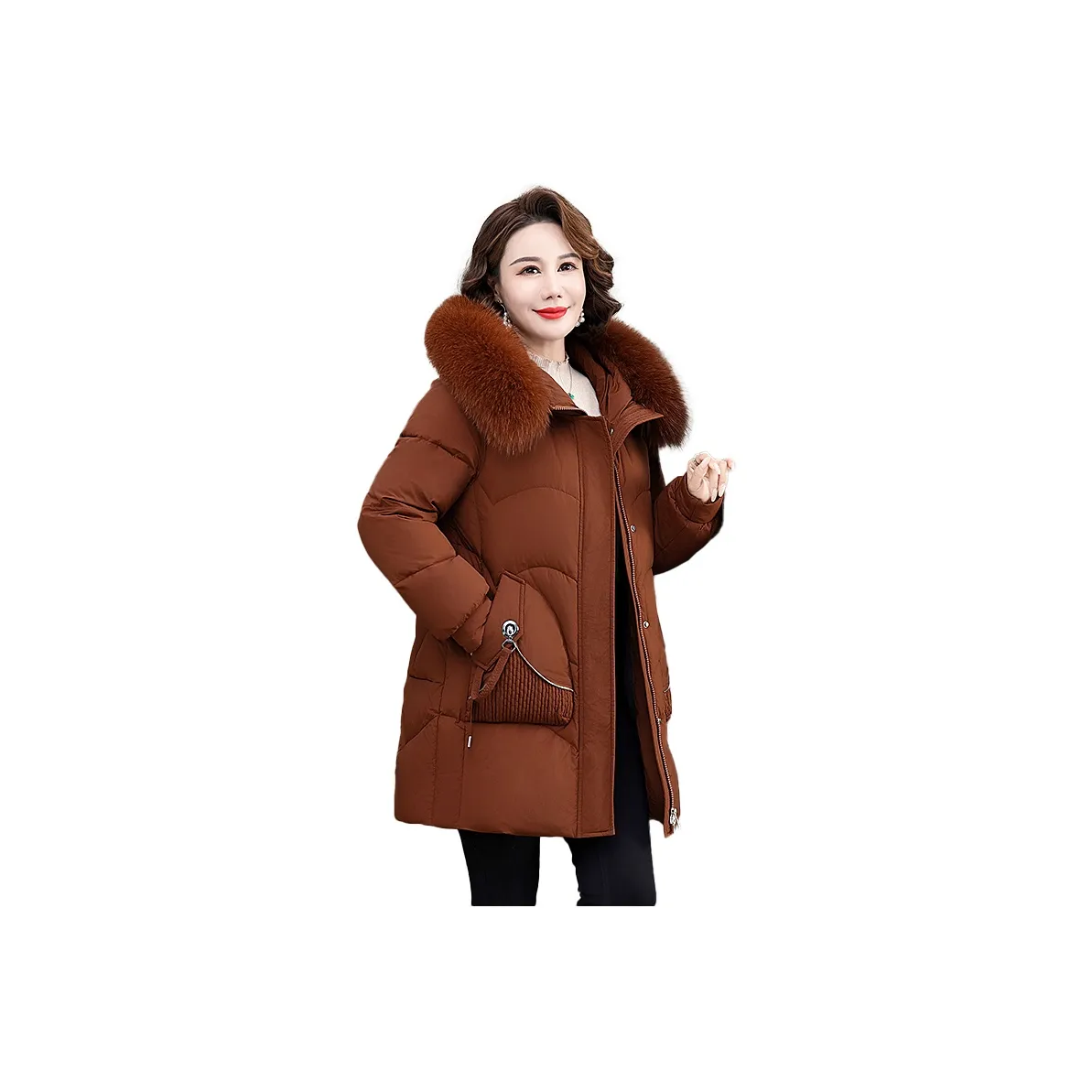 Yalu Лисий мех Ожерелье-чокер MID Длина Пуховик Женские
