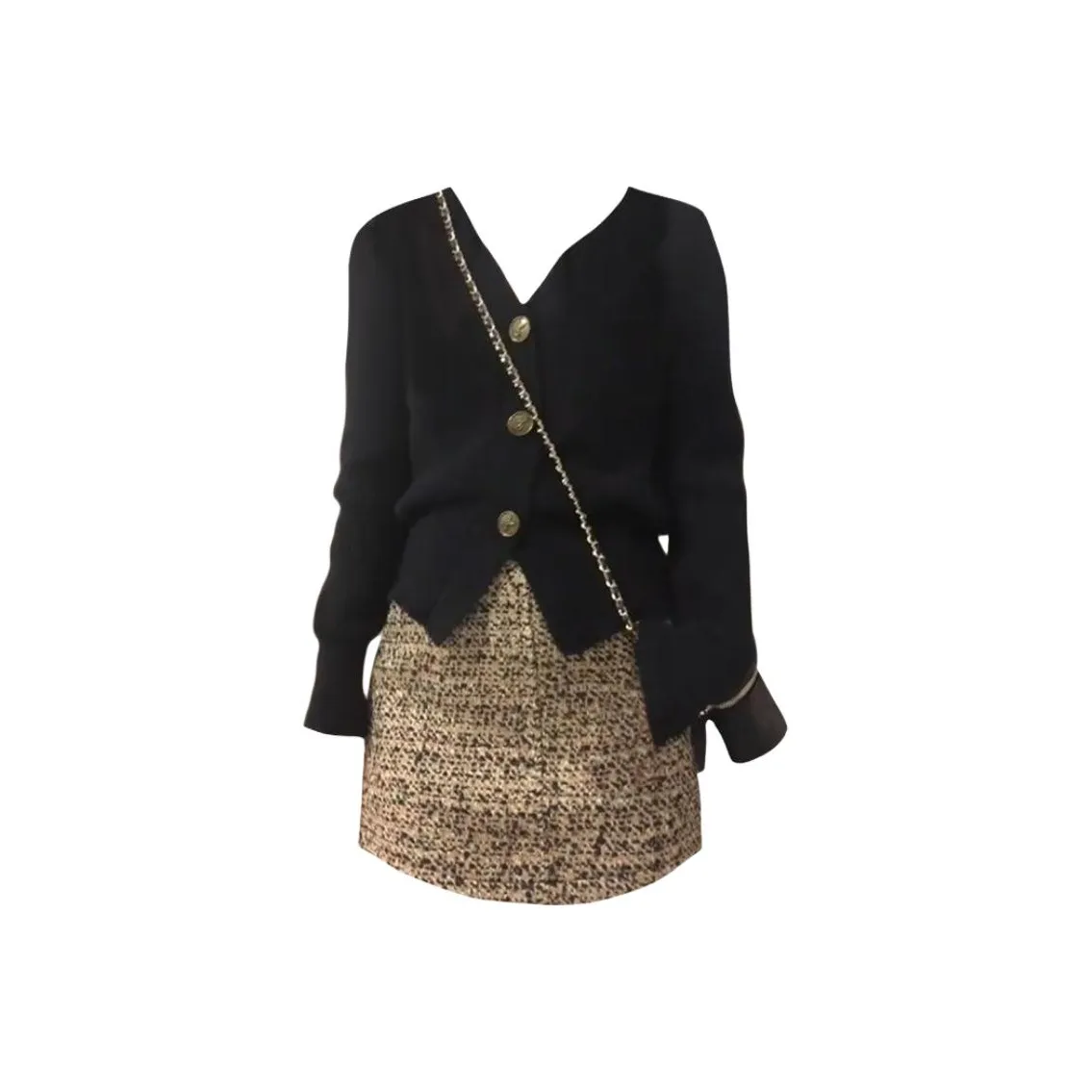 ZVJH Черный топ + Юбка Женские Комплекты с юбкой