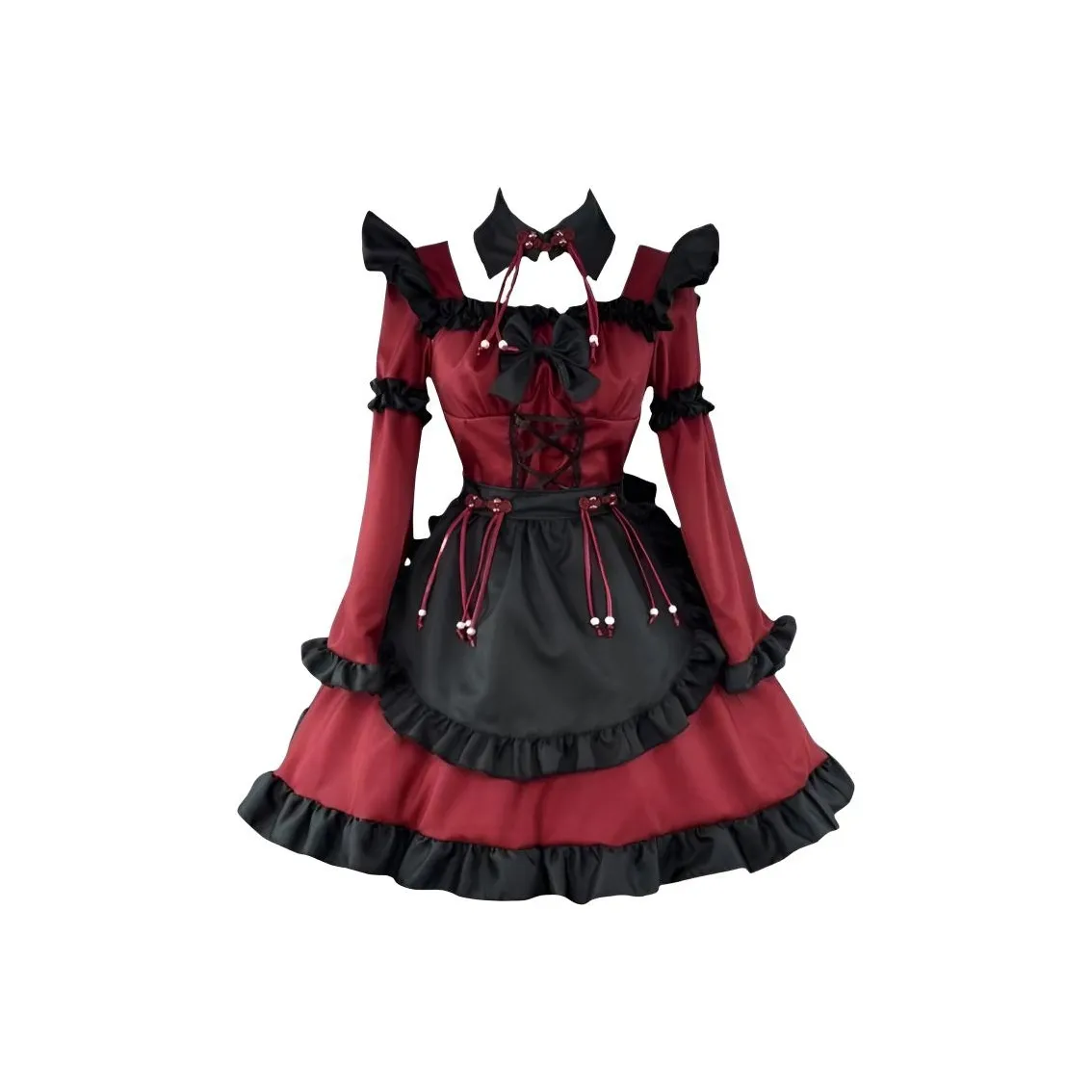 Meter Китайский Готический стиль Демон Лолита Костюм горничной