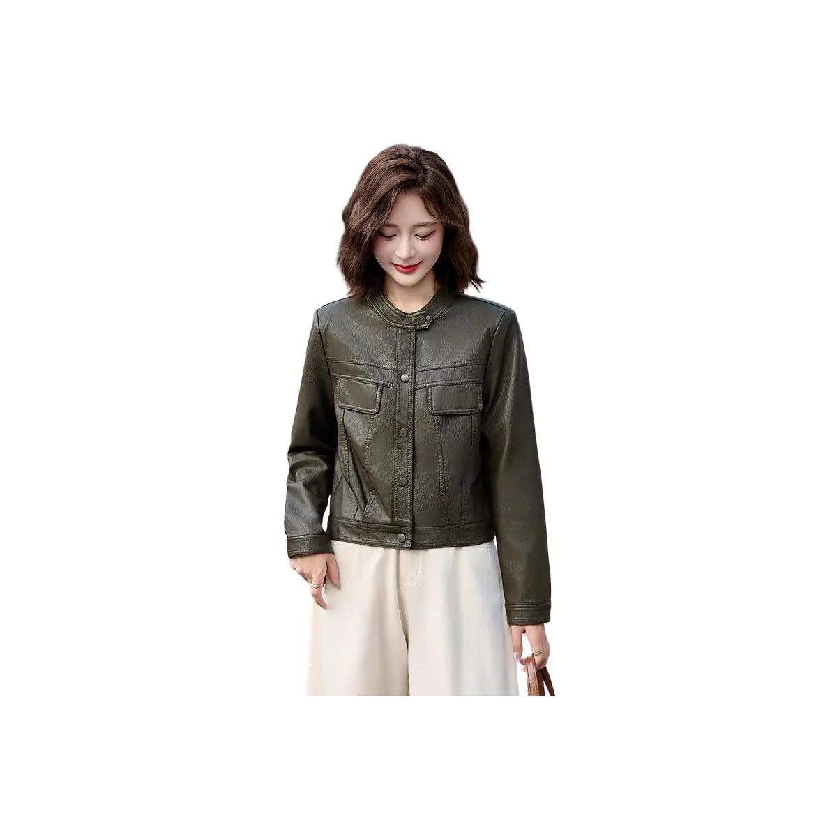 H YXIANG Кожа Куртка Женская